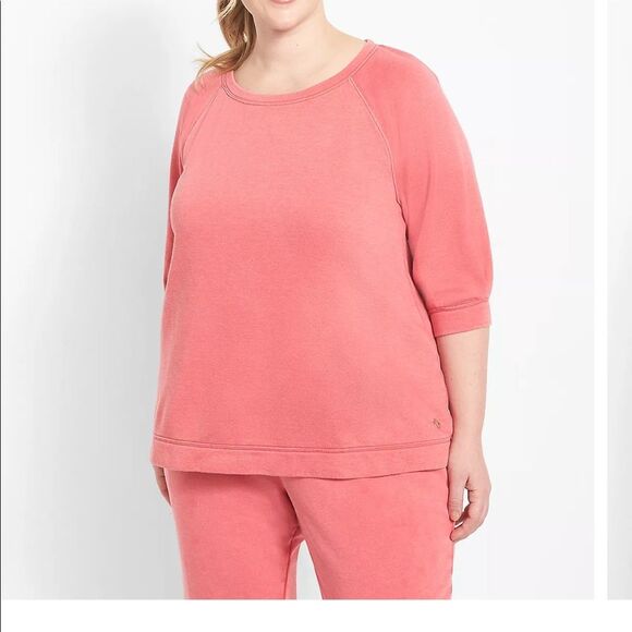 Lane Bryant, Livi Active 3/4-Sleeve Sweatshirt - Rouge Red - Picture 1 of 7